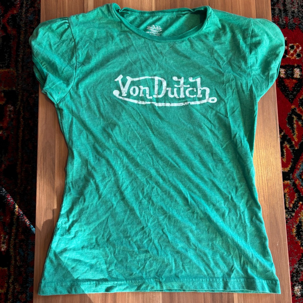 Vintage 2000s Von Dutch Originals Green Tee